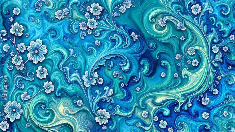 Serenity Bloom: Abstract Nature Wallpaper with Soothing Blues and Whites Serenity Bloom: Abstract Nature Wallpaper with Soothing Blues and Whites