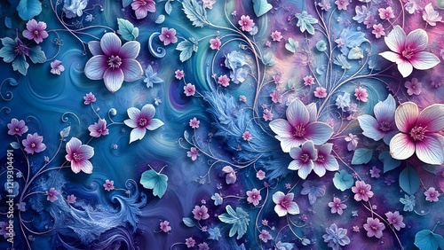 Dreamy Floral Oasis - Vibrant Abstract Wallpaper