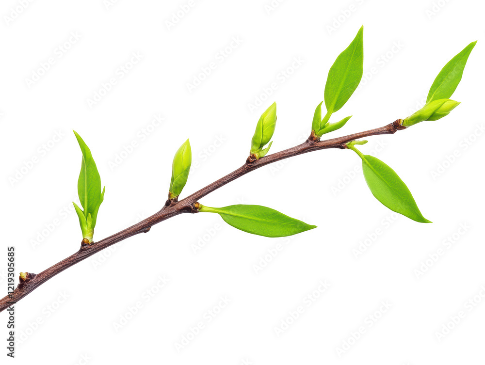 Isolated Branch with Spring Green Buds Isolated Branch with Spring Green Buds