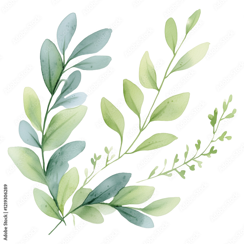 simple watercolor illustration of A Mizuna, on the edge of it, against a white background. simple watercolor illustration of A Mizuna, on the edge of it, against a white background.