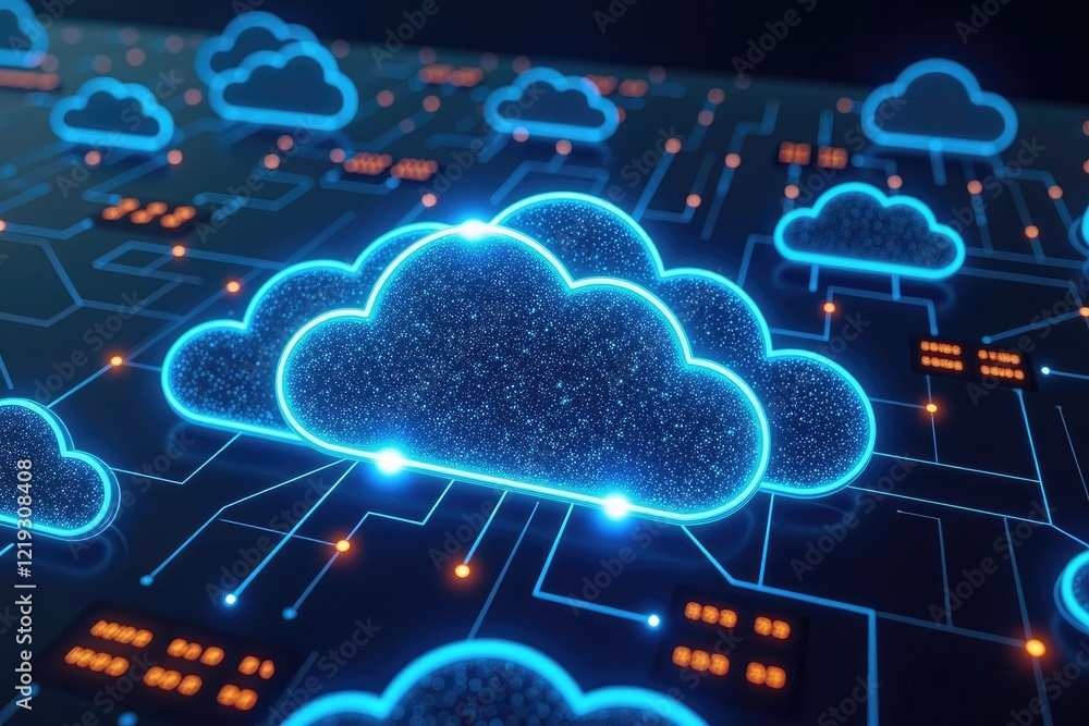 a blue cloud with glowing lights floating over it a blue cloud with glowing lights floating over it