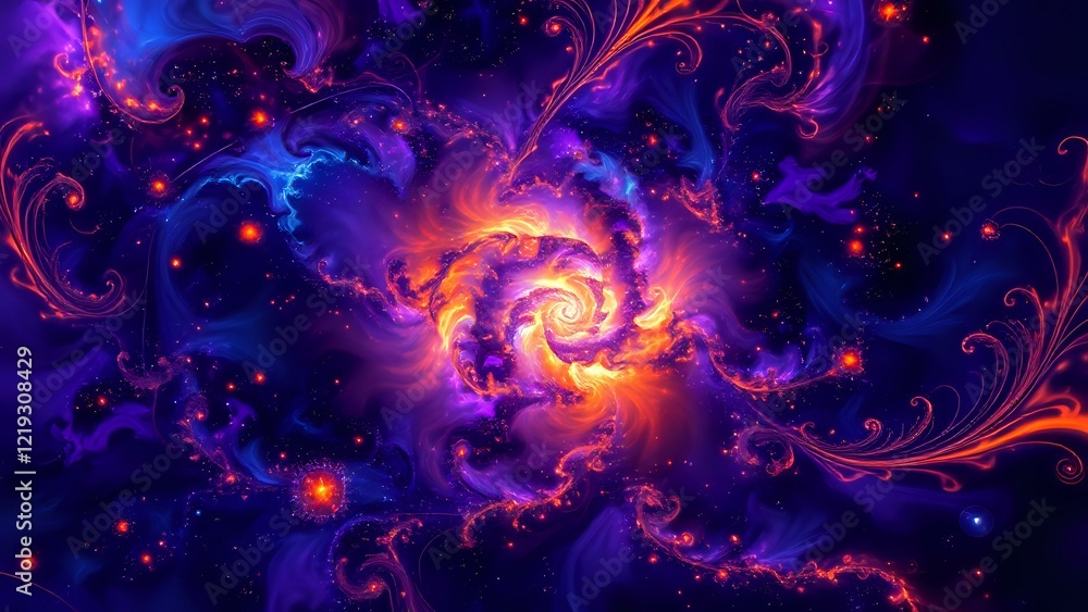 Cosmic Galaxy Explosion - Vibrant Fractal Universe Cosmic Galaxy Explosion - Vibrant Fractal Universe