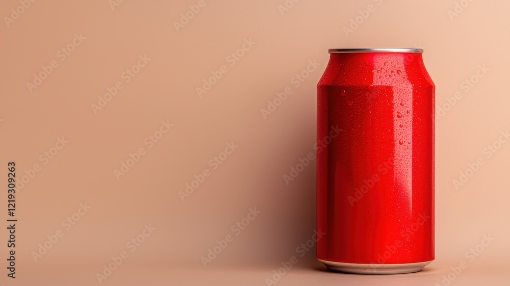 Refreshing soda can on table beverage photography minimalist style close-up shot everyday life