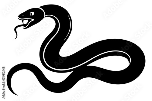 snake icon, snake vector silhouette, Curved snake animal design 