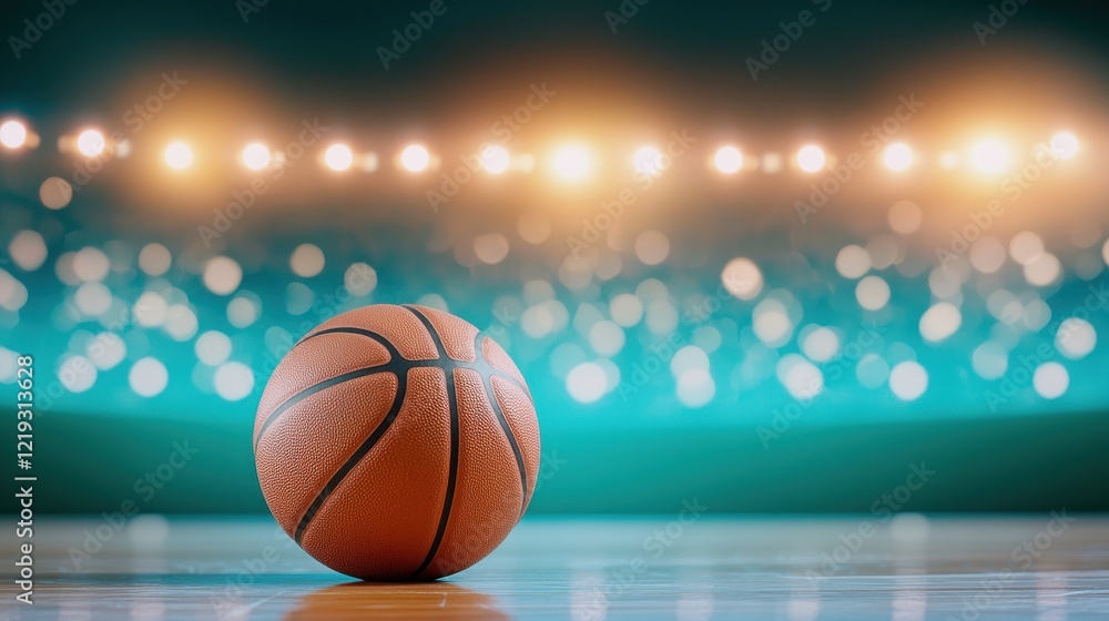 A close-up of a basketball on a polished court, with blurred stadium lights in the background, creating an energetic and dynamic atmosphere perfect for sports-themed visuals. A close-up of a basketball on a polished court, with blurred stadium lights in the background, creating an energetic and dynamic atmosphere perfect for sports-themed visuals.