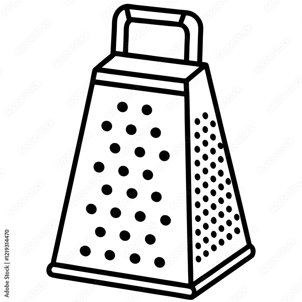 Elegant Line Art of a Grater Elegant Line Art of a Grater