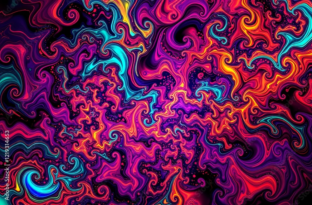 Vibrant Chaos: Swirling Fractals in Pink, Purple, and Blue Vibrant Chaos: Swirling Fractals in Pink, Purple, and Blue