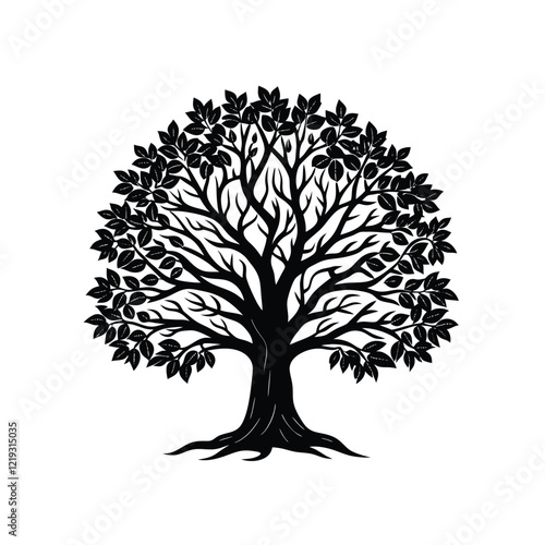 Beautiful vector tree silhouette outline vector icon for nature