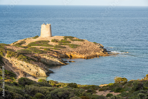 The beach of Sa Perda Longa in Sardigna with turquoise and blue water photo