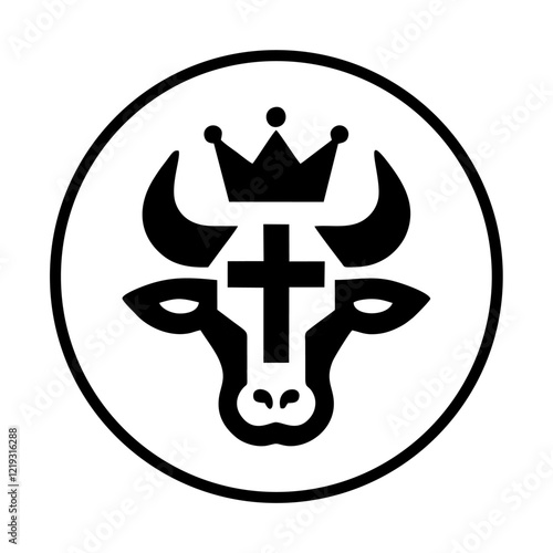 mighty bull head with crown simple vector logo