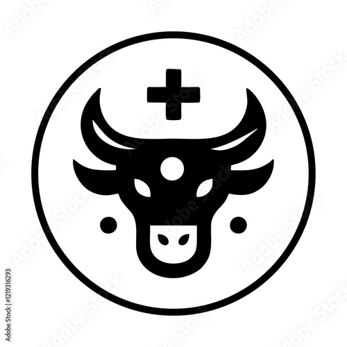 mighty bull head with crown simple vector logo