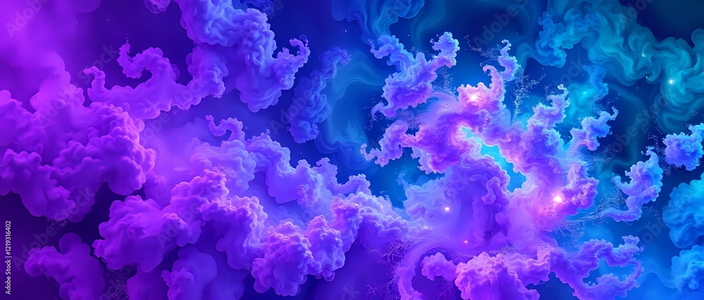 Fototapeta premium Cosmic Dreamscape: Purple and Blue Swirling Clouds
