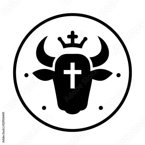 mighty bull head with crown simple vector logo