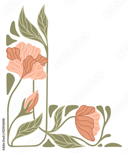 Art Nouveau floral element. Decorative element. Vector.