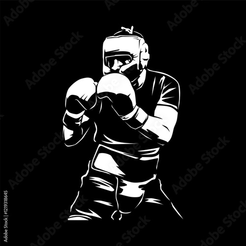 boxer workout in vector silhouette style