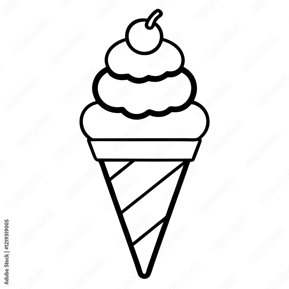Elegant Line Art of Ice Cream Cones Elegant Line Art of Ice Cream Cones