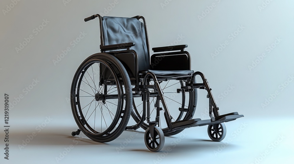 Fototapeta premium Modern Black Wheelchair for Disability Mobility and Accessibility Needs