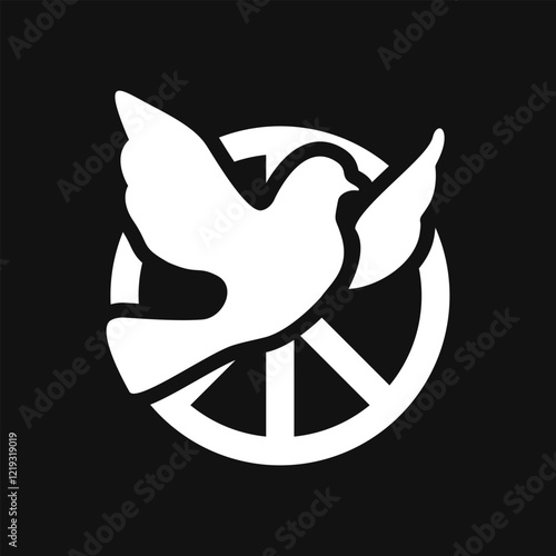 Pacific symbol with pigeon with raised wings