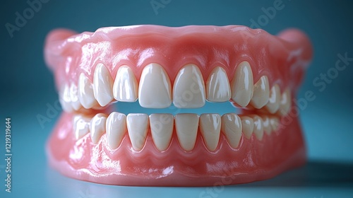Complete Denture Model Full Set of Artificial Teeth Gum and Jaw Dental Prosthesis Oral Healthcare