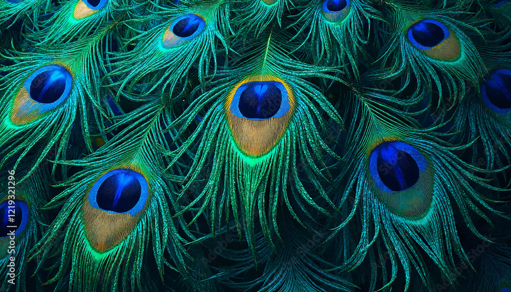 Obraz premium Peacock feather pattern in vibrant blue and green hues 