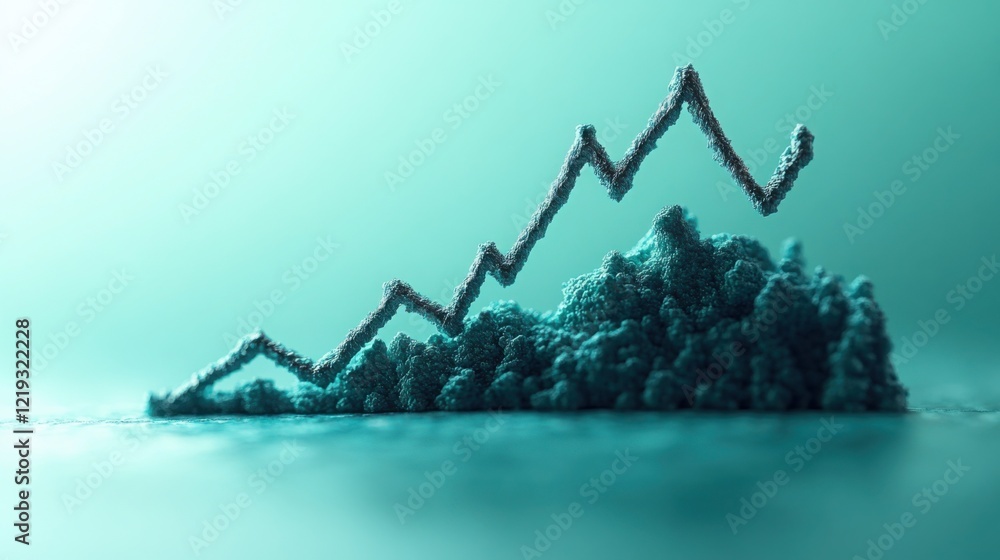 Naklejka premium Abstract 3D Render Upward Trend Graph on Textured Surface Growth Concept