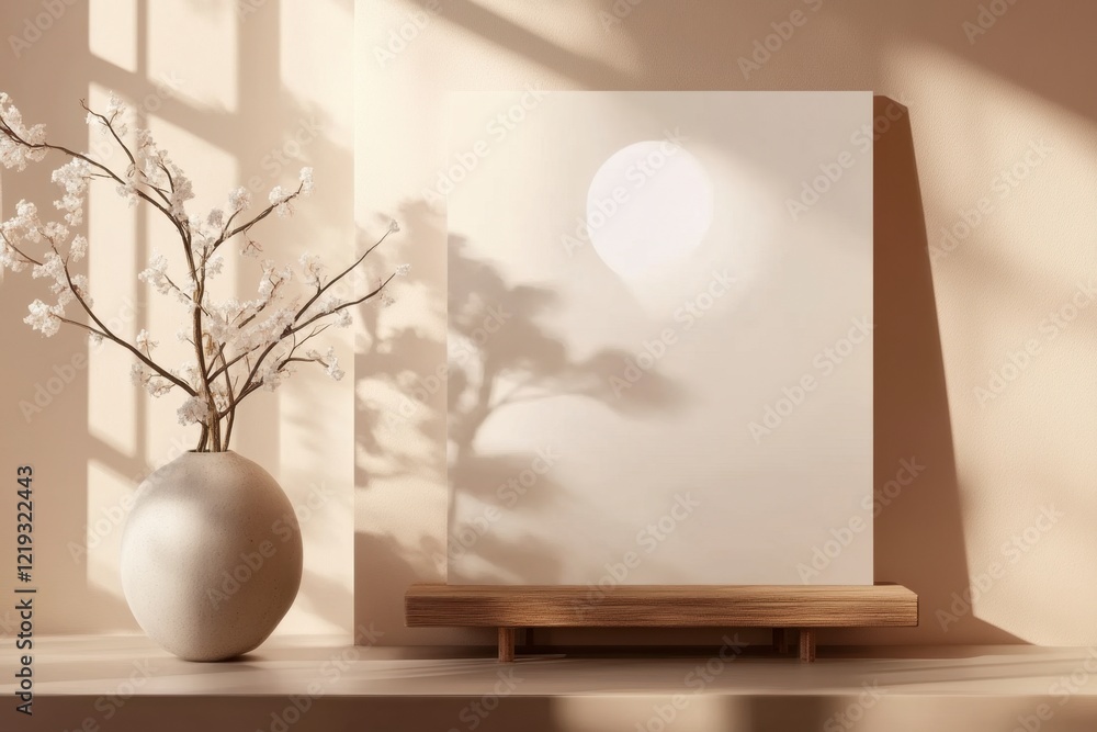 Minimalist Still Life with Shadows and Natural Elements in Warm Tones Minimalist Still Life with Shadows and Natural Elements in Warm Tones