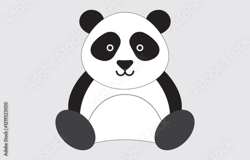 Hand drawn panda cute cartoon illustration on white background
