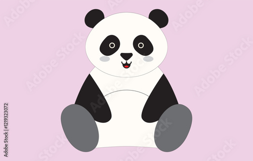 Hand drawn panda cute cartoon illustration on white background
