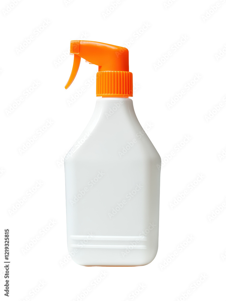 Isolated White Spray Bottle with Orange Trigger Isolated White Spray Bottle with Orange Trigger
