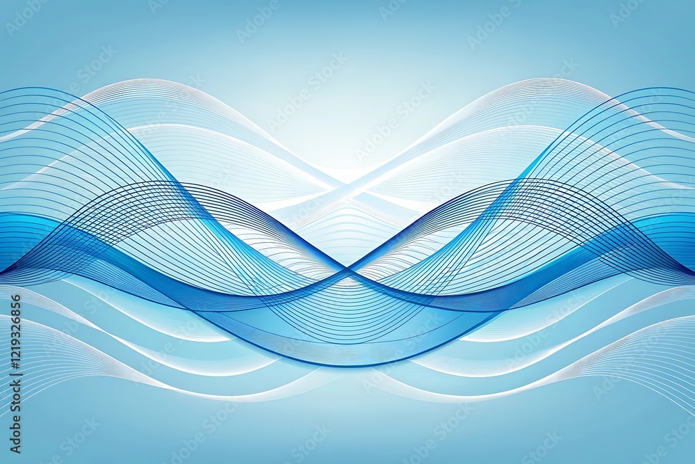 Obraz premium Abstract Blue Wave Patterns on Light Background