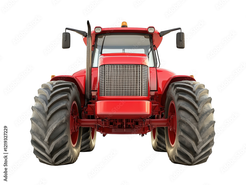 Isolated Red Agricultural Tractor Front View Isolated Red Agricultural Tractor Front View