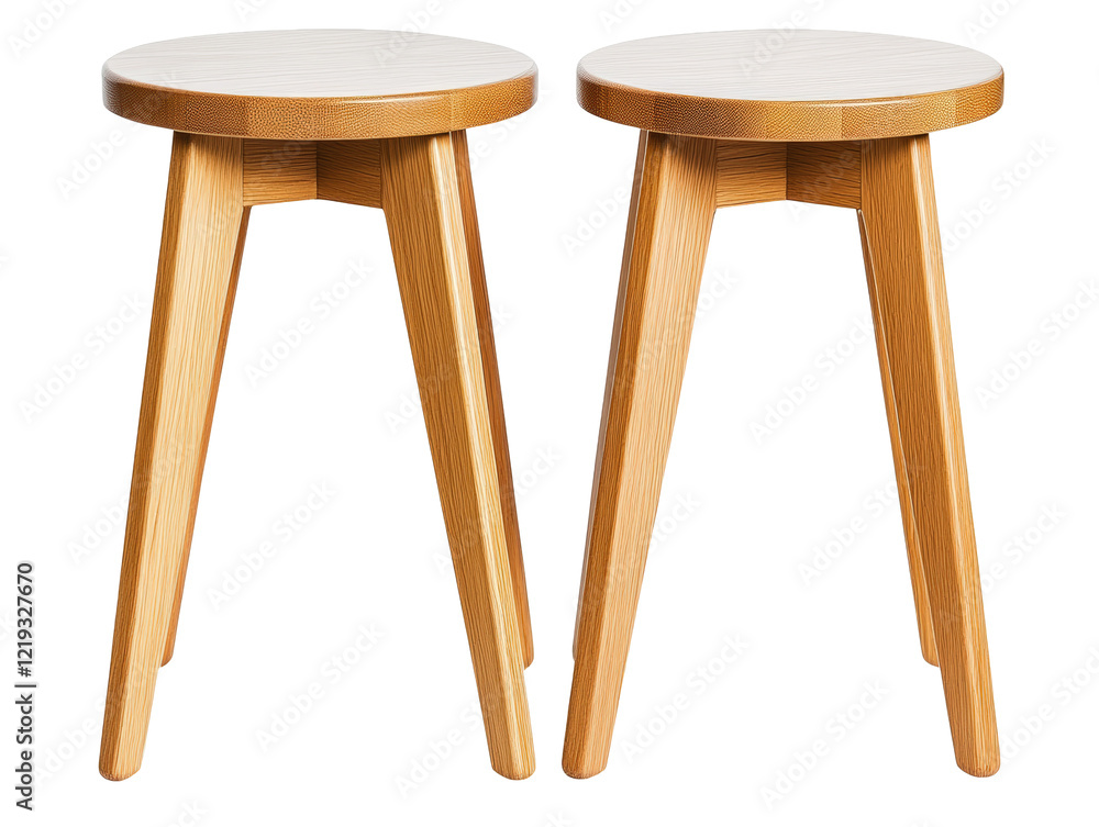 Isolated Pair of Wooden Stools Isolated Pair of Wooden Stools