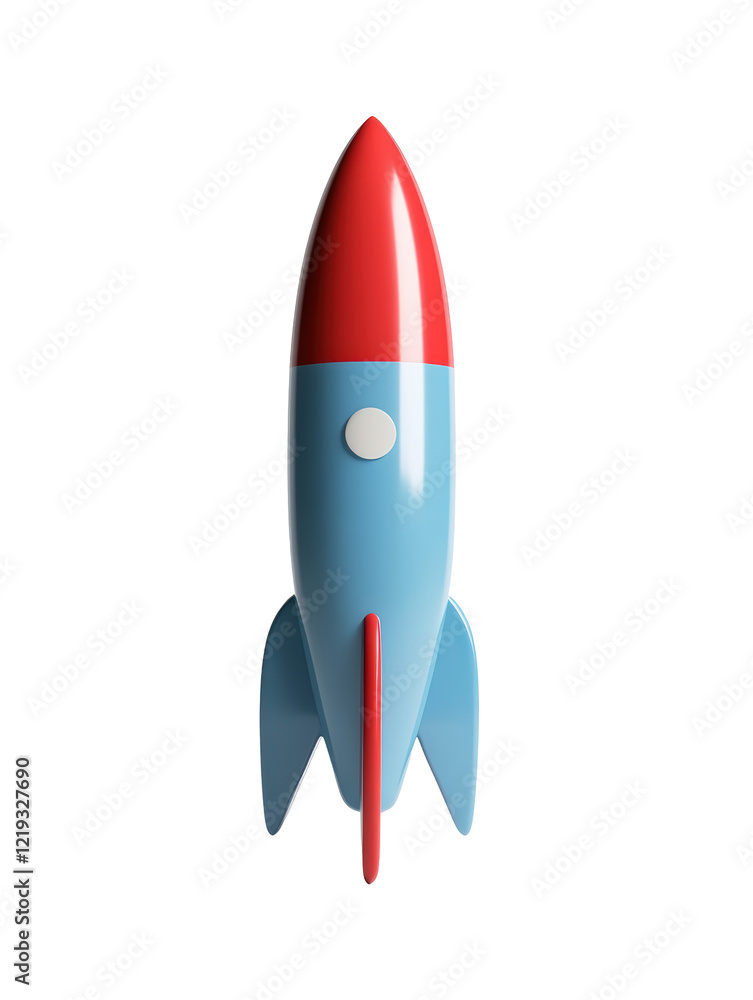 Isolated Blue and Red Cartoon Rocket Isolated Blue and Red Cartoon Rocket