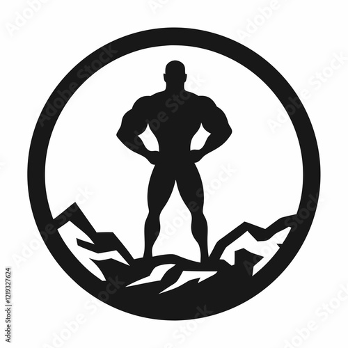 Minimalist Strongman Vector in a Circular Frame