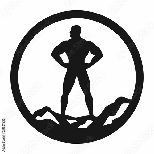 Minimalist Strongman Vector in a Circular Frame