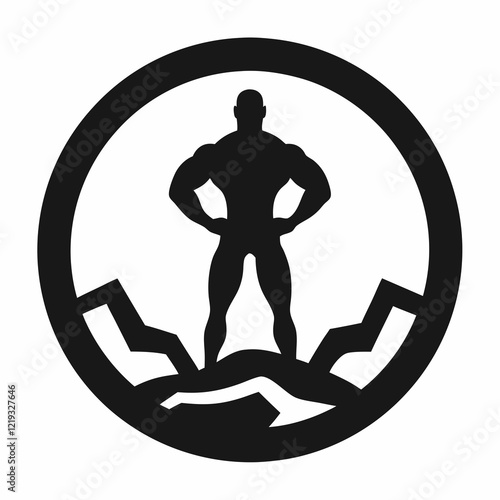 Minimalist Strongman Vector in a Circular Frame