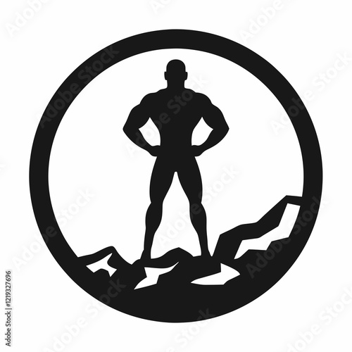 Minimalist Strongman Vector in a Circular Frame