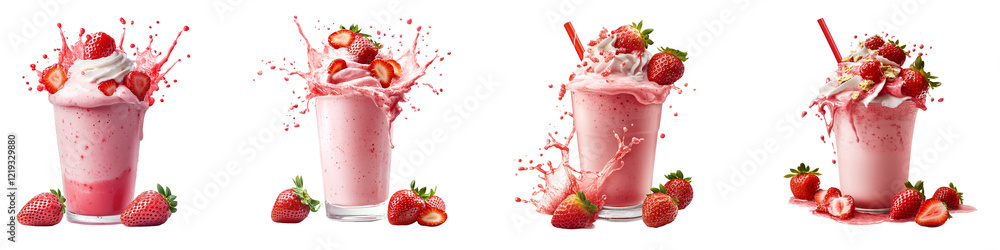 Pink Strawberry Milkshake with Splattered Drops Pink Strawberry Milkshake with Splattered Drops