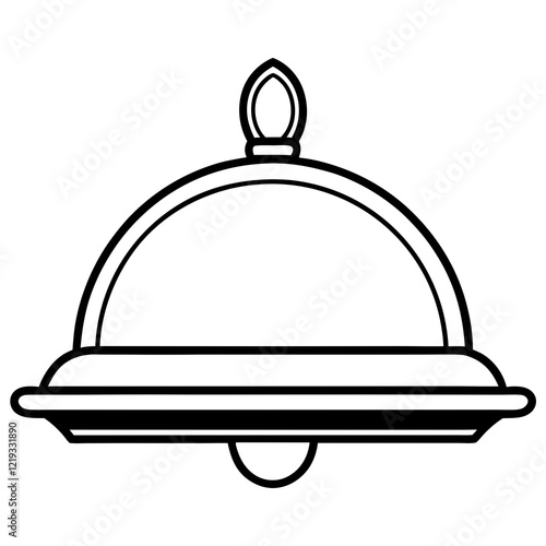 Elegant Serving Tray Line Art Illustrations