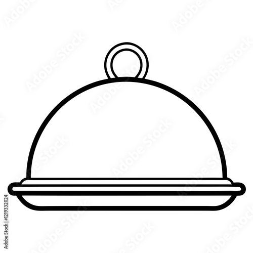 Elegant Serving Tray Line Art Illustrations