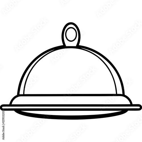 Elegant Serving Tray Line Art Illustrations