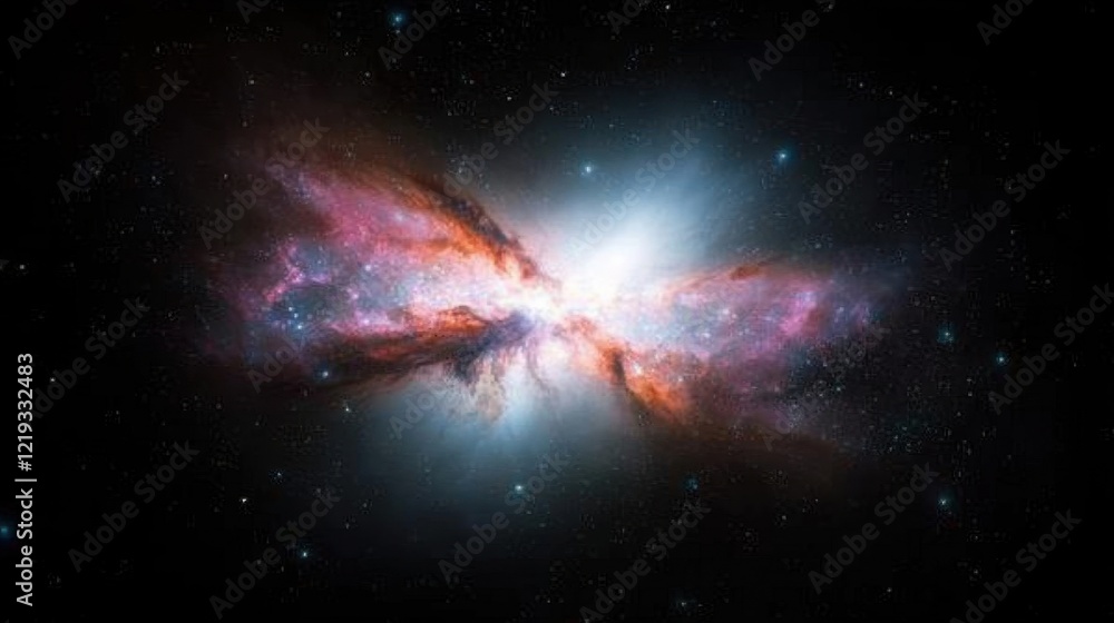 Fototapeta premium Stunning Cosmic Nebula with Vibrant Colors and Starry Background