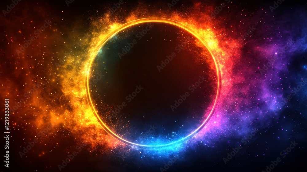 Obraz premium Fiery cosmic ring, space background, energy, design