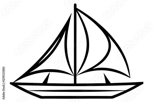 Graceful Sailboat Icon with Detailed Sails and Mast - Vector Illustration