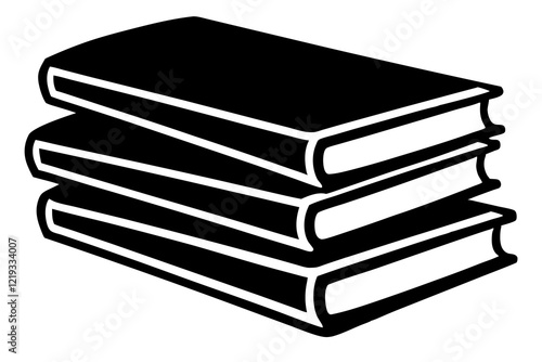 Books icon, stack of black books silhouette vector 