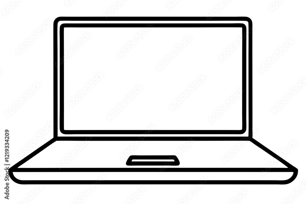 Laptop Vector Illustration Line Drawing - SVG Laptop Vector Illustration Line Drawing - SVG