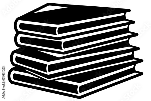 Books icon, stack of black books silhouette vector 