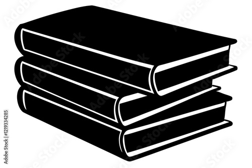 Books icon, stack of black books silhouette vector 