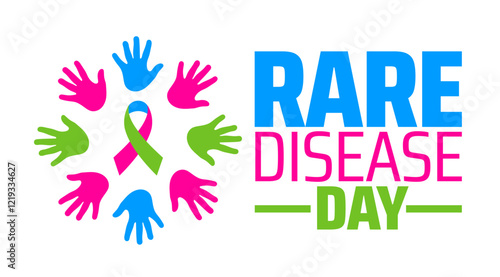 Rare Disease Day background banner or poster design template. observed every year in February. Holiday concept. Use to any Template, card, poster, placard, template.
