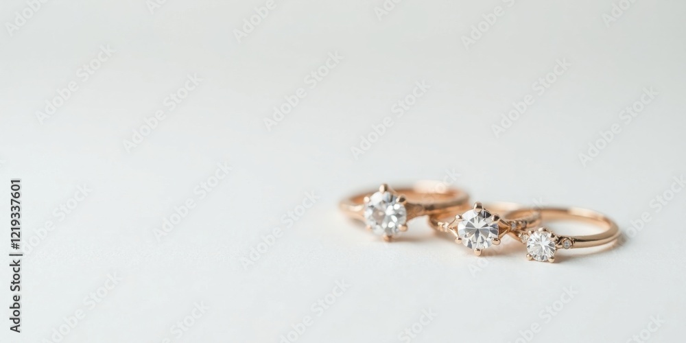 Rose gold rings with sparkling gemstones, elegant jewelry closeup on a white background, showcasing delicate craftsmanship and brilliant cut diamonds Rose gold rings with sparkling gemstones, elegant jewelry closeup on a white background, showcasing delicate craftsmanship and brilliant cut diamonds